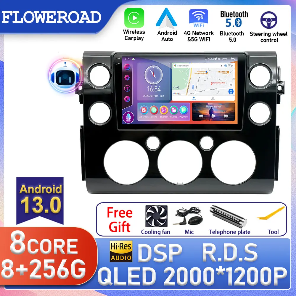 

8+256G QLED Android For Toyota FJ Cruiser J15 2006 2007 2008 - 2020 4G LTE DSP Car Radio Multimedia PlayerGPS Navigation Carplay