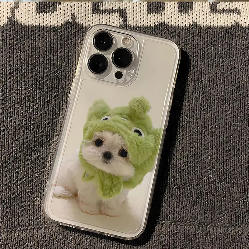 Whimsical Green Headgear Puppy Dog Phone Case - Cute Protective Cover