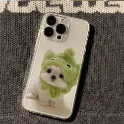 Whimsical Green Headgear Puppy Dog Phone Case - Cute Protective Cover - iPhone 12 Pro (Style 1)