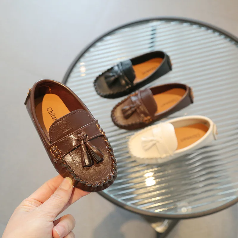 Kids Shoes Boys Girls Slip on Casual Shoes Children Shallow Soft Sole Leather Shoe Toddler Lightweight Flat Loafers Zapatos Ni&ntilde;o