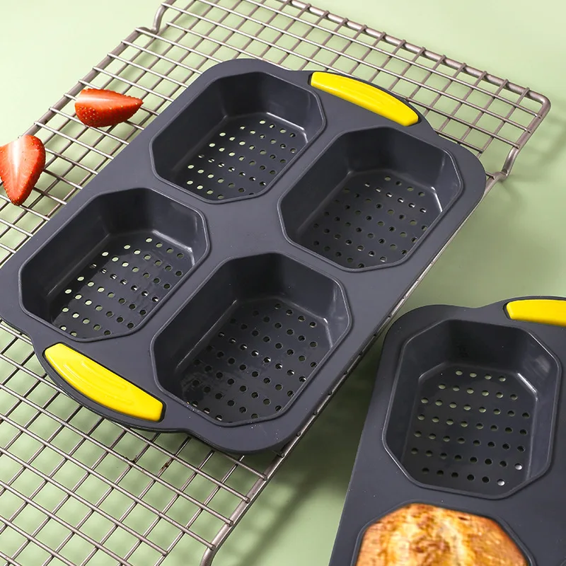 Kitchen Silicone Bread Molds Round Bun Mould Pastry Baking Tools Non Stick Bakeware Long Loaf Baguette Pan Eclair baking mould