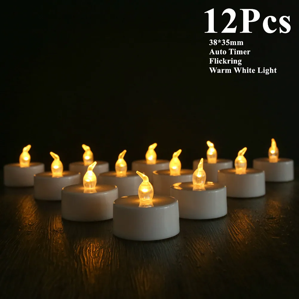 ตัวเลือกสินค้า เทียน LED ไร้เปลวไฟ 24 ชิ้น แสงกะพริบ ตกแต่งบ้าน
