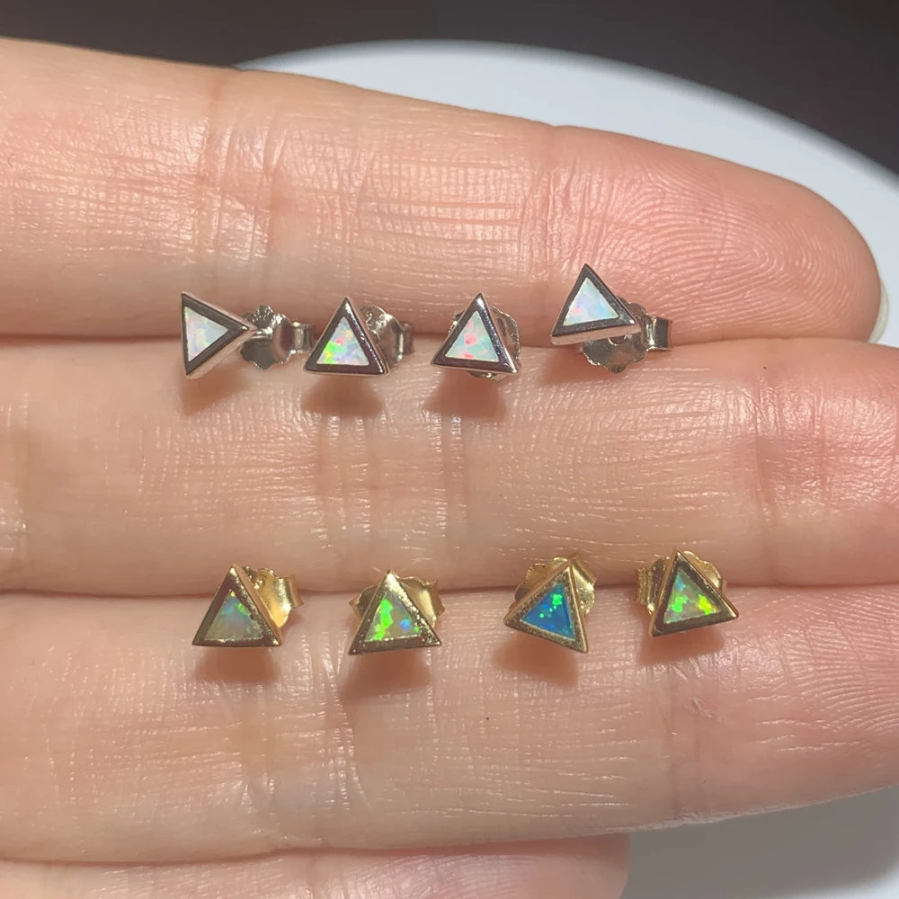 100% 925 Sterling Silver Sparking White Fire Opal Stone Pavimentato Studs Trendy Women Ladies Jewelry Earring