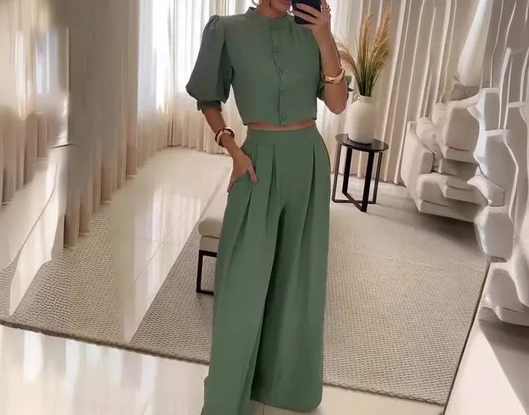 2 Piecee Womens Outfits Mid Sleeved Top and Pants Sets New Fashion Stripe Y2k Trousers Suit for Female Streetwear 2024 Summer