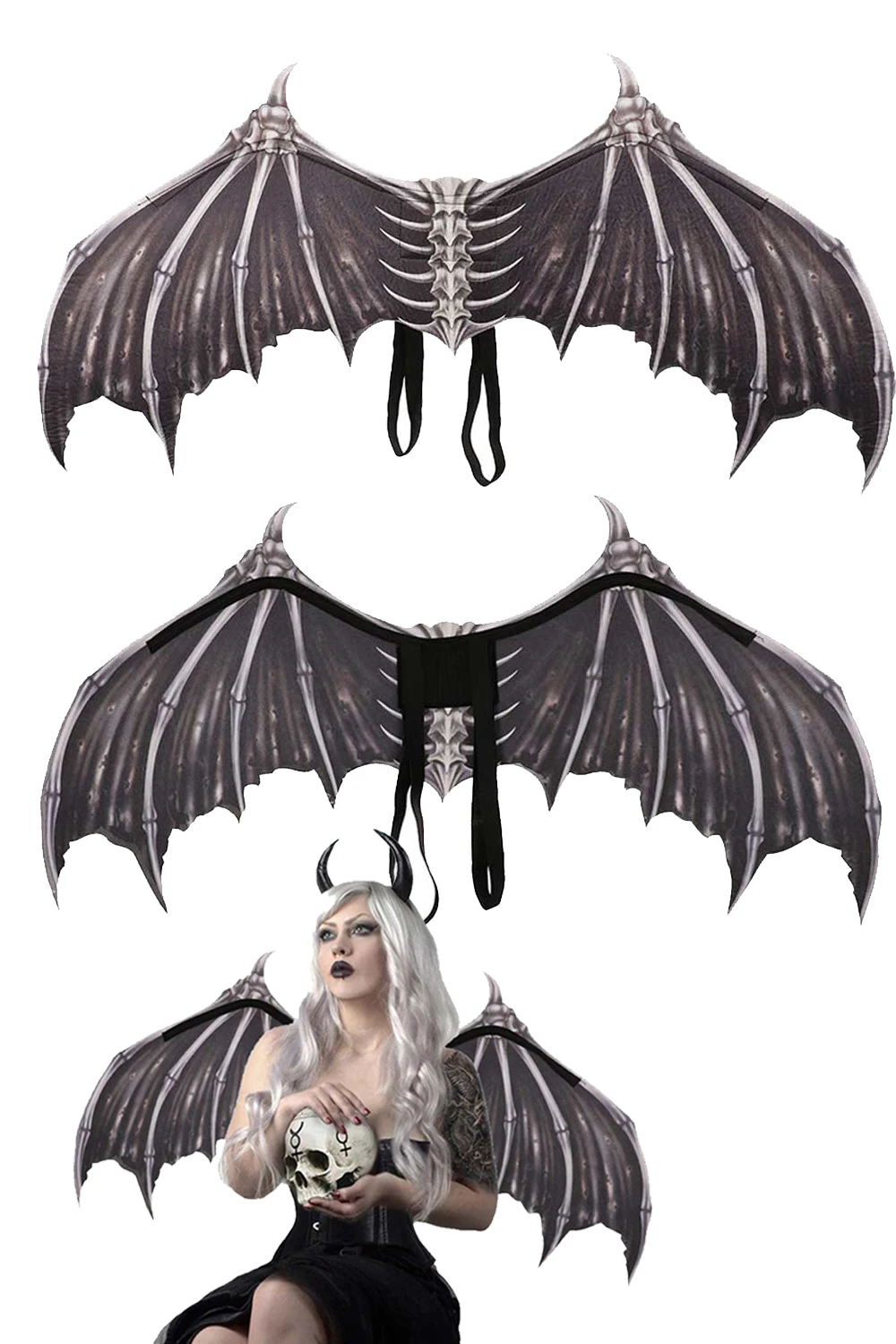 

Demon Bone Black Wings Cosplay Suit Props Fantasy Costume Accessory Outfits Halloween Carnival Party Suit For Female Male Adult