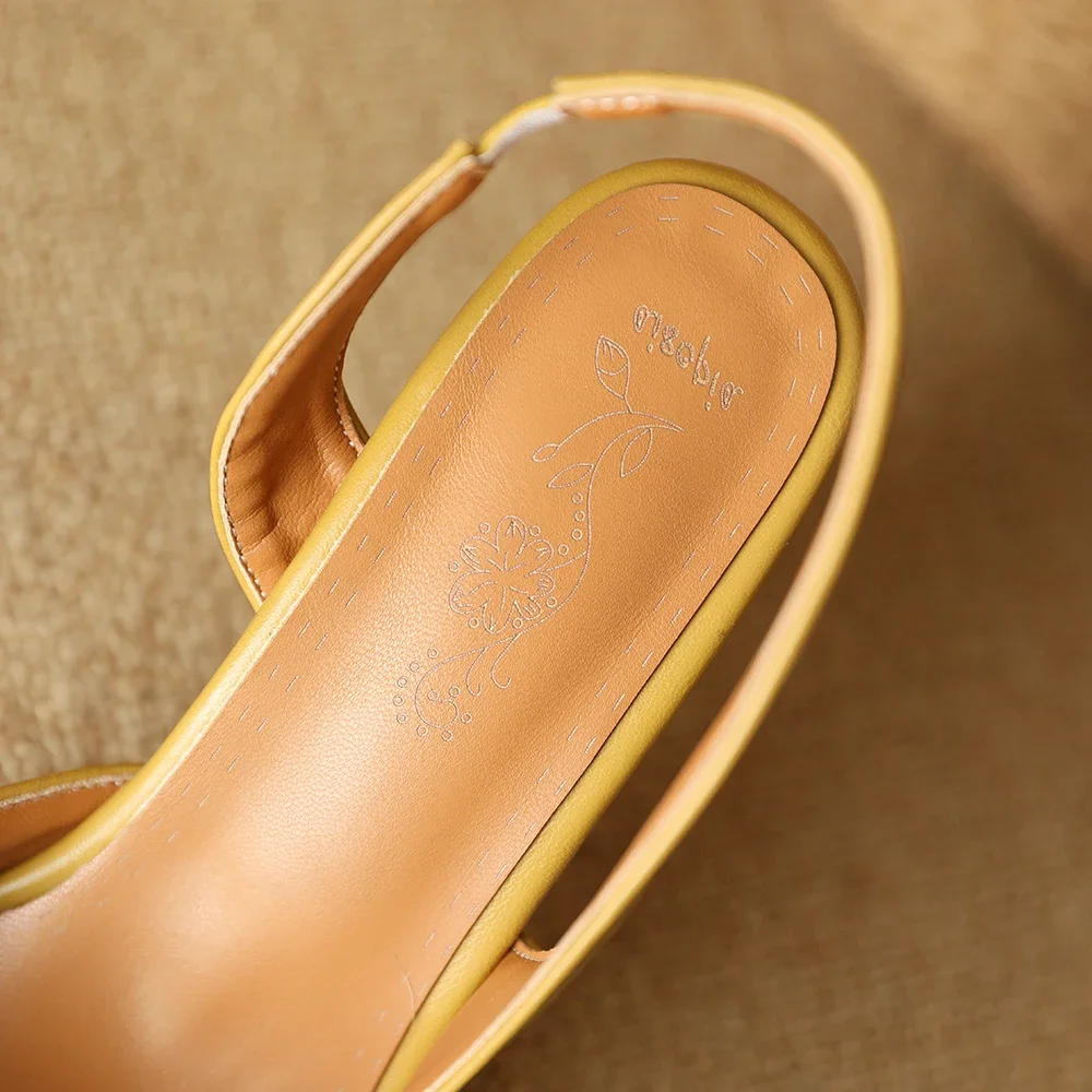 New Summer Beige Yellow Classic Women Slingback Sandals Sexy High Heels Office Lady Shoes Plus Big Small Size 32 43 46