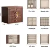 Black Walnut Wooden Jewelry Box, 5-Layer Solid Wood Jewelry Organizer with 2 Side Doors Mirror Lockable Classical Style 4