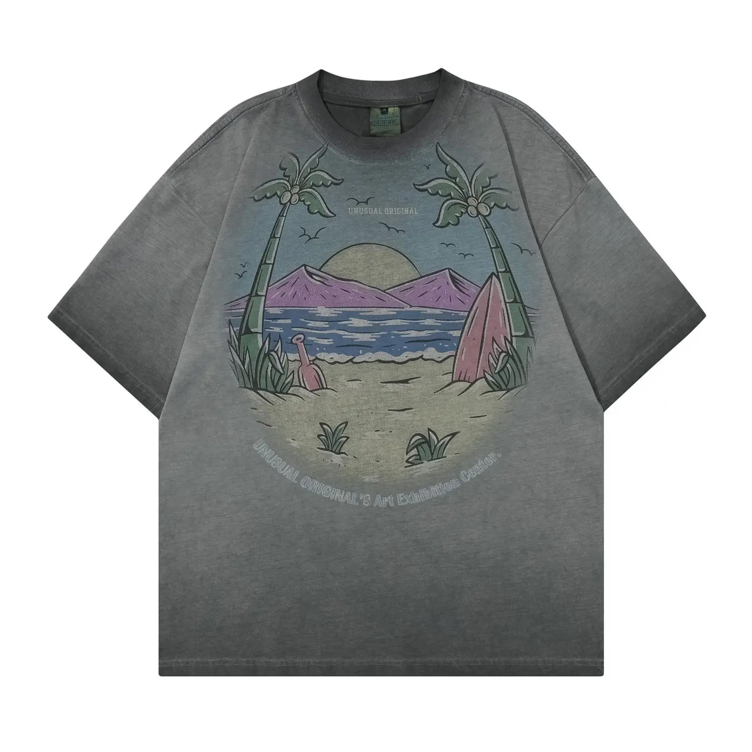 

American trendy brand Sunset Coast short-sleeved T-shirt for men and women oversize casual Korean couple style versatile y2k top