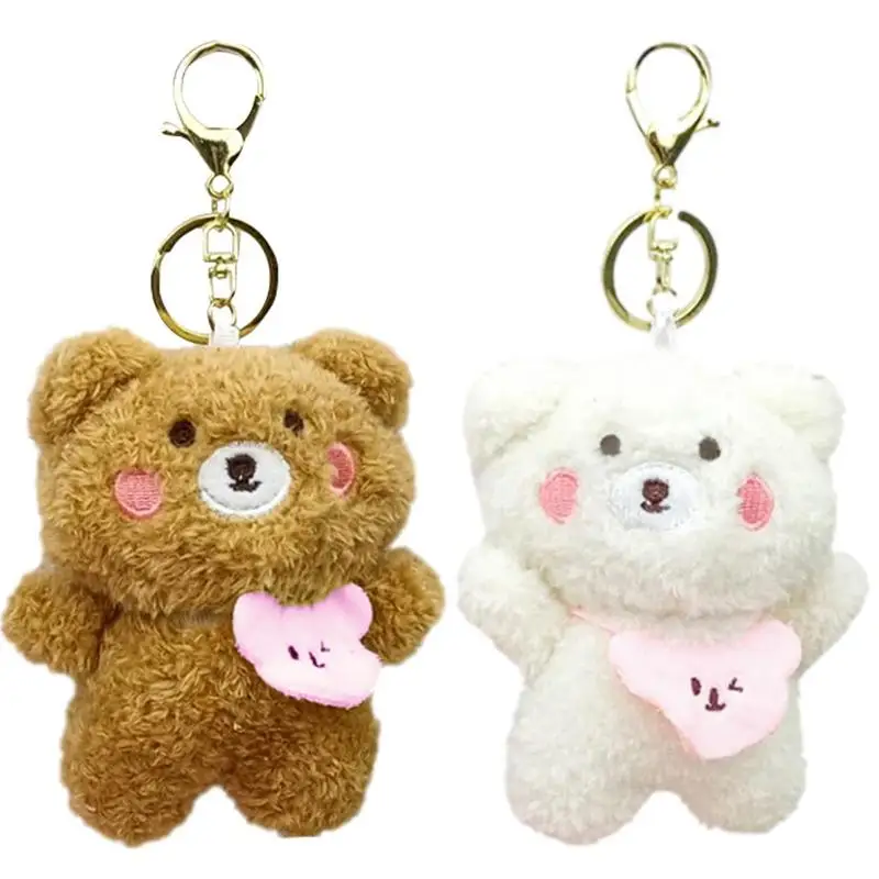 

Cute Plush Bears Keychain Stuffed Toy Doll Schoolbag Pendant Animal Key Ring Hanging Ornament Stuffed Animal Car Key Holder