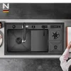 N8850XN Multifunctional Glass Rinser Stepped Stainless Steel Nano Single Bowl Kitchen Sink 4