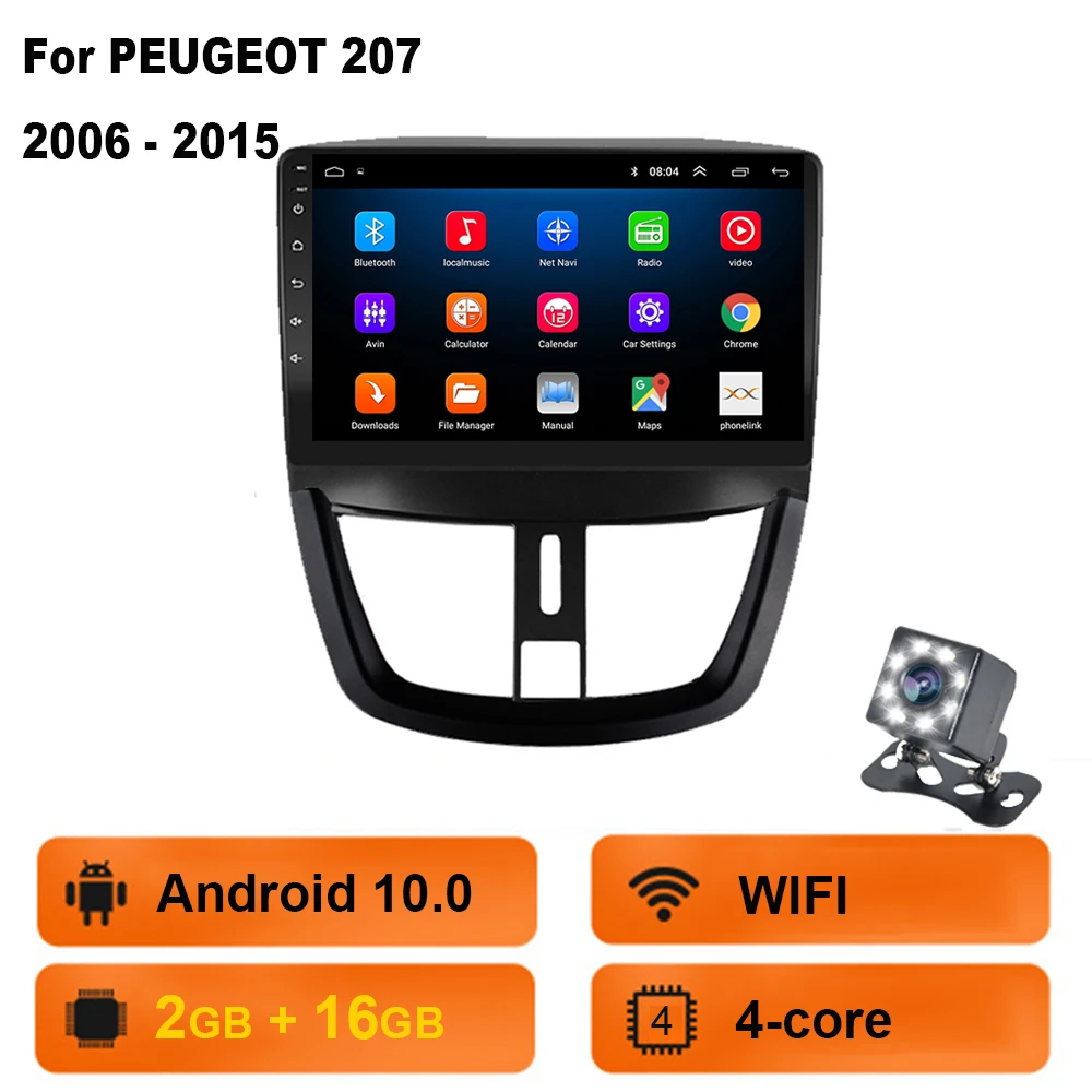 pioneer car stereo 2G+32G Android 10 For PEUGEOT 207 2006 - 2015 Car Radio Multimedia Video Player Navigation GPS 2 din dvd pioneer car audio Car Multimedia Players