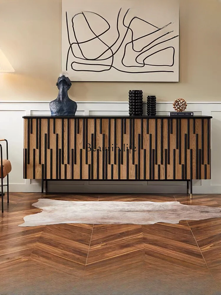 Nordic Modern Minimalist Retro Distressed Creative Sideboard Oak Storage Wine Cabinet