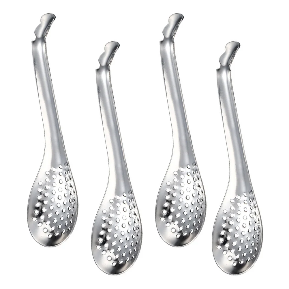 

4 Pcs Filter Caviar Colander Stainless Steel Slotted Spoons Scoops Eating Multipurpose for Home