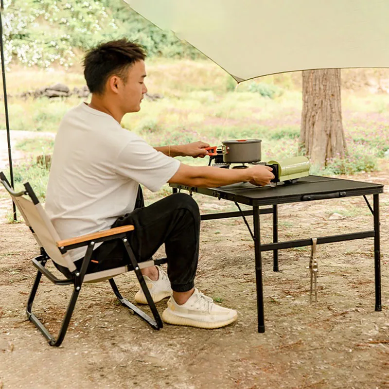 

Outside Lifting Handbag Aluminum Alloy Table Outdoor Camping Nature Hike Barbecue Portable Foldable Storage Dining Floor Tables