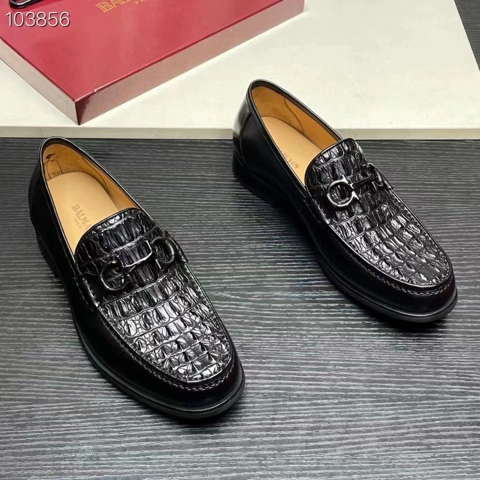 

Fenggejiwo men's leather shoes, formal shoes, crocodile back leather, genuine leather outsole, water dyed cowhide lining, casual