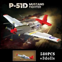 World War Military P-51 Mustang Fighter Building Blocks WW2 Aircraft La-7 Spitfire Yak-1B Bf-109E Plane Technical Bricks Kid Toy 1