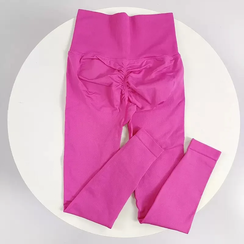 Yoga Pants Women Solid Color Waist Yoga Pants Peach Seamless Tights Lift Hip Slim Fitness Ankle-length Pants