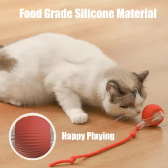 New Automatic Interactive Cat Ball Toy Rechargeable Smart Electric Rolling Ball with Faux Tail for Dog And Cat Training 5