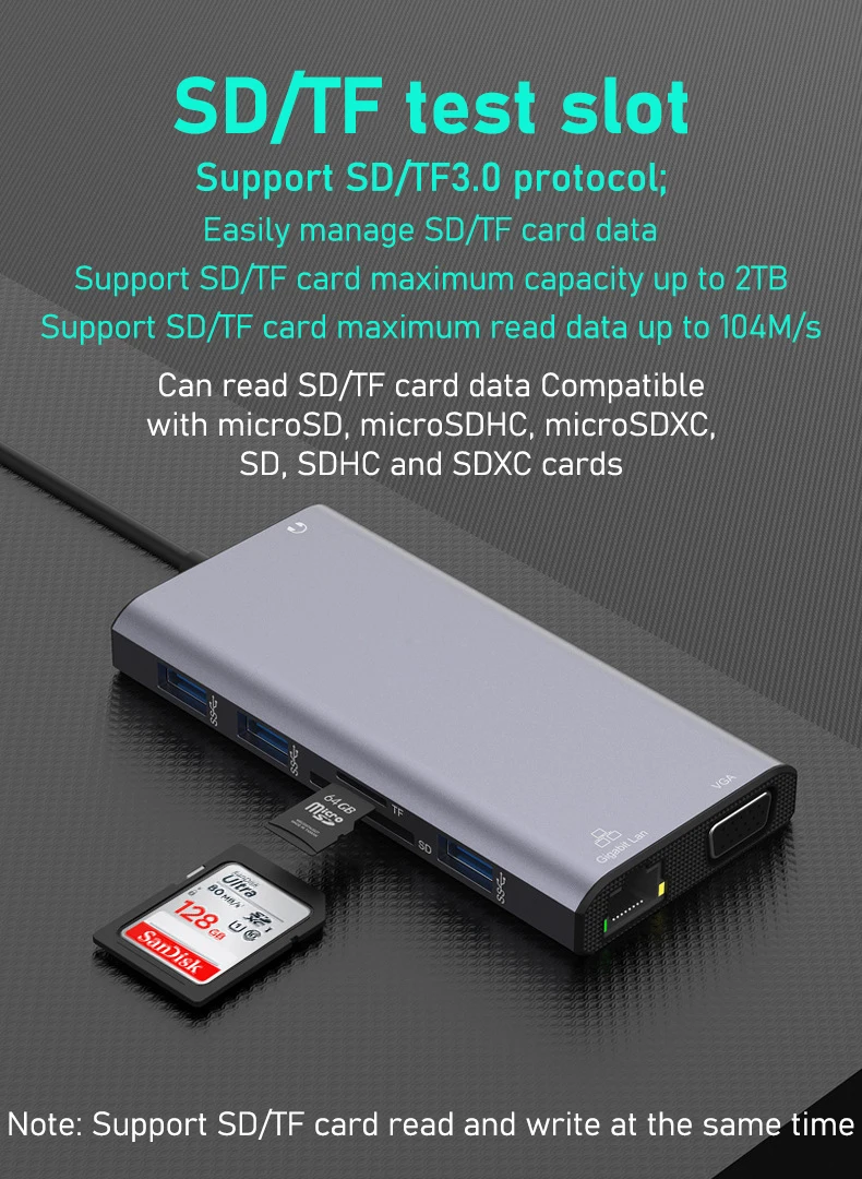 Dock Tipo-C, 4K, HD, Hub USB, MacBook,