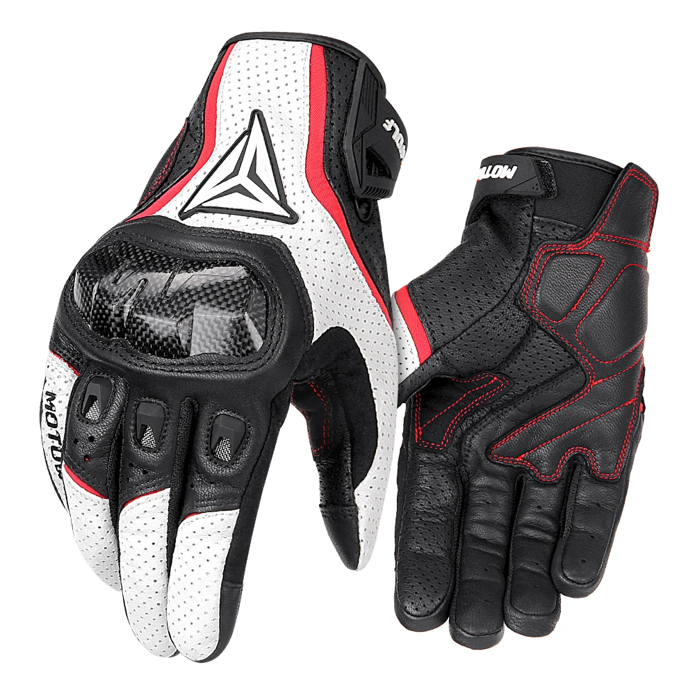 Premium Carbon Fiber Leather Motorcycle Gloves - Anti-Slip Protective Gear
