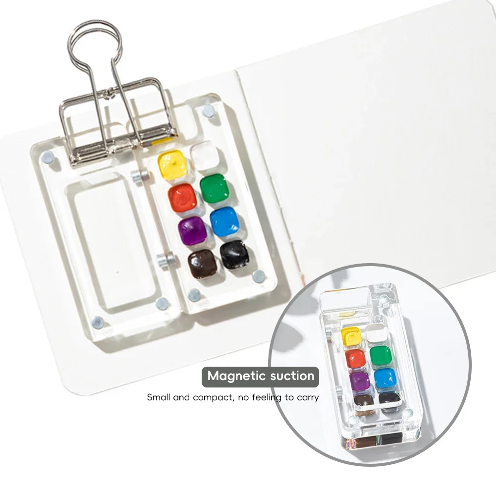 Watercolor Palette 8/15 Grid Mini Sketchbook Portable Walnut Wood Color Palette Box Travel Case For Drawing Without Colors