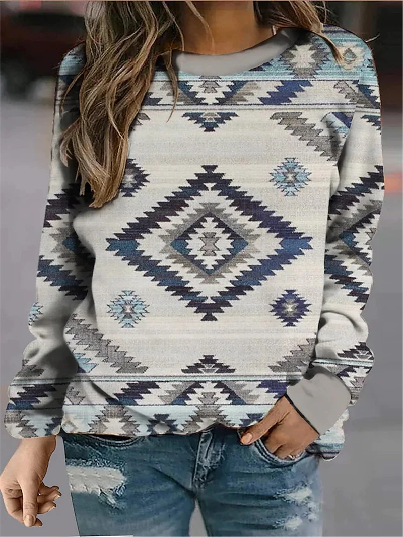 

Autumn New Round Neck Long Sleeve Hoodie Women's European and American Gradient Printing Casual Harajuku Loose Women's Hoodie