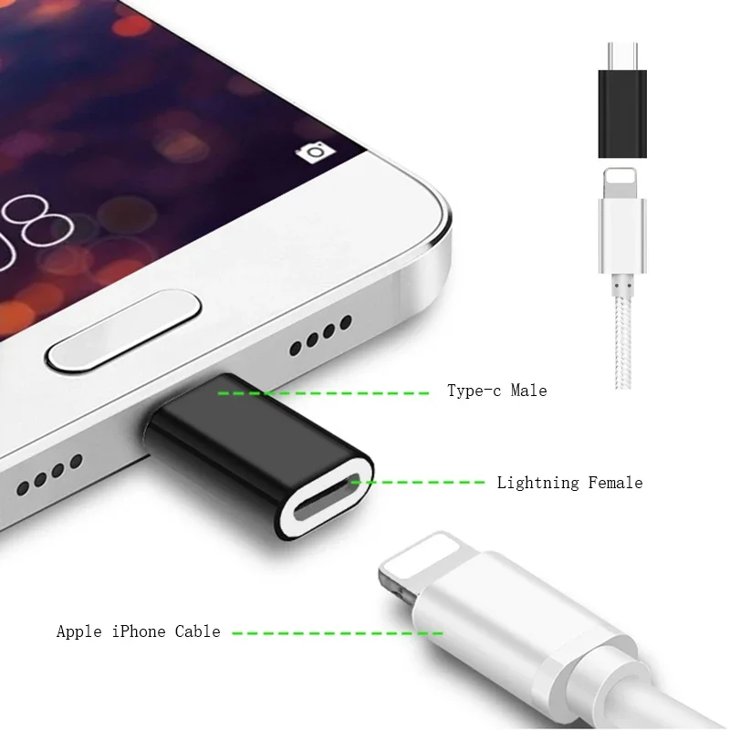 Siancs Type C Adapter 8 Pin Female To Type-C Male Adapter USB C Cable Converter Charging Connector For Xiaomi Mi6 Mi5 Huawei P9