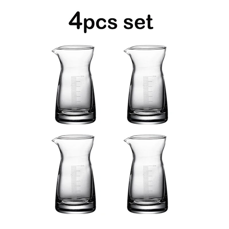 4pcs Set Wine Dispenser 80ml Household Whiskey Pot Drinkware Foreign Wine Measuring Jug Glass Transparent Pot with Scale