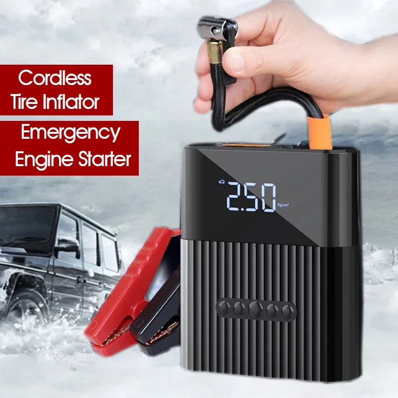 무선 휴대용 팽창기 펌프, 600A, 8800mAh, 자동차 점프 스타터, 4 in 1 자동차 공기 압축기, 공기 펌프, 150PSI, 비상 배터리 부스트