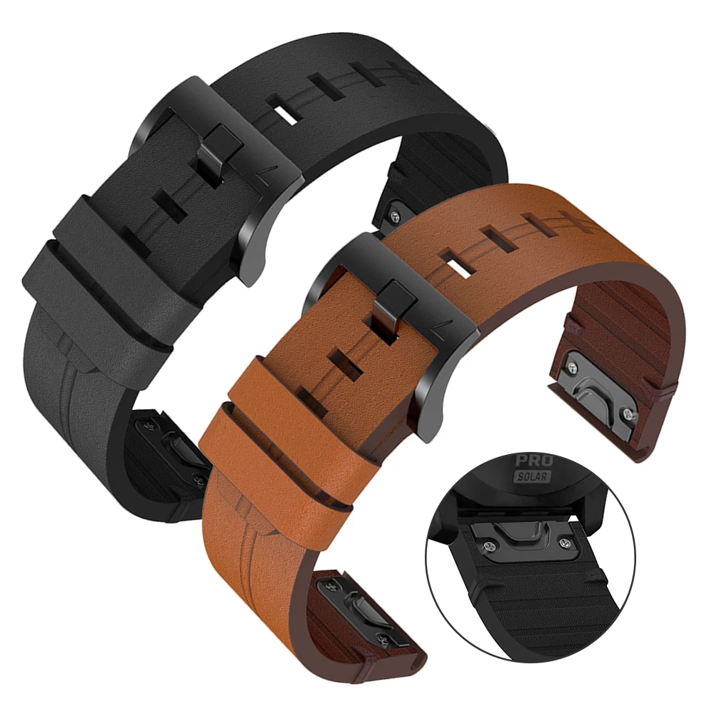 Premium Leather Watchband with 26mm QuickFit Strap - Elegant and Durable Design