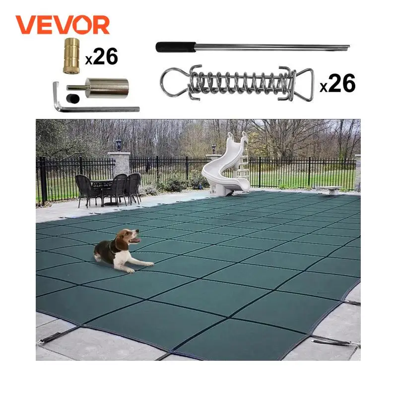 VEVOR Swimming Pool Cover Inground Green Mesh Solid Rectangle Pool Safety Cover Winter Home Safety Swimming