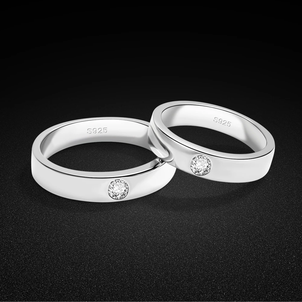 Anillos clásicos plata italiana para mujer, anillos de boda de circonita cúbica AAAAA para parejas, joyería de plata 925, regalos de aniversario| | - AliExpress