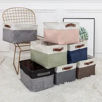 Linen Storage Box, Linen Toy Storage Basket, Foldable Storage Basket, Hand-held Fabric Storage Box, Miscellaneous Storage Basket 1
