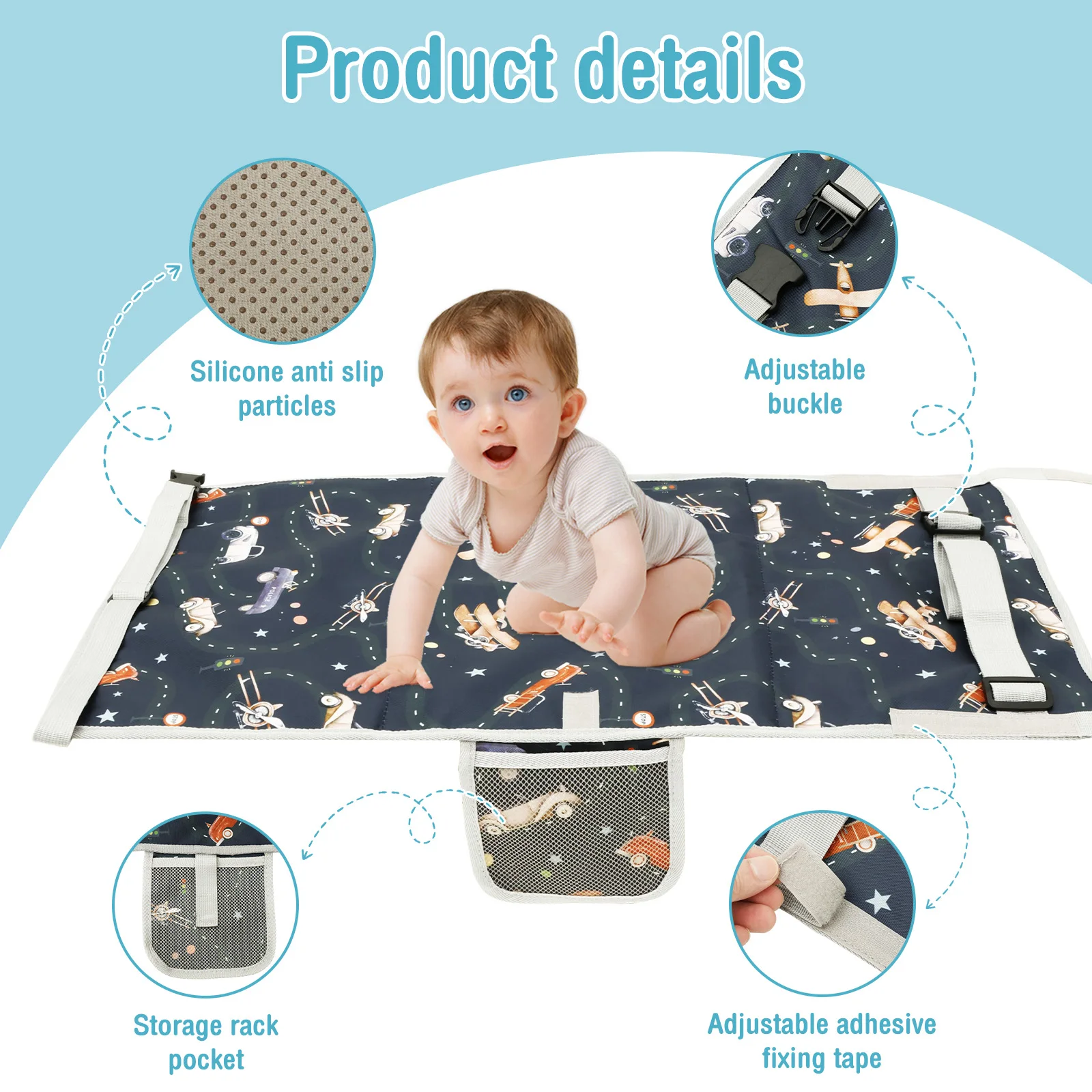 Toddler Airplane Bed Oxford Cloth Toddler Plane Seat Extender Portable Breathable Travel Foot Rest Hammock Kids Bed for Car 3