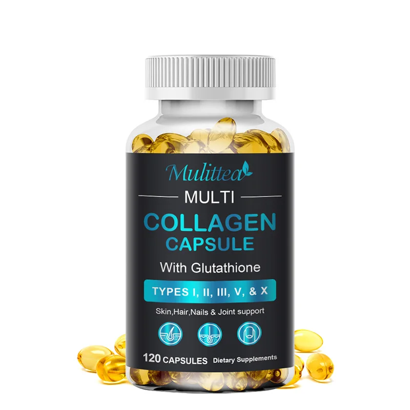 

Mulittea 3X Collagen & Glutathione Capsule with Vitamin C for Anti-oxidation Reduce Cell Damage Helps Nails Hair Skin Health