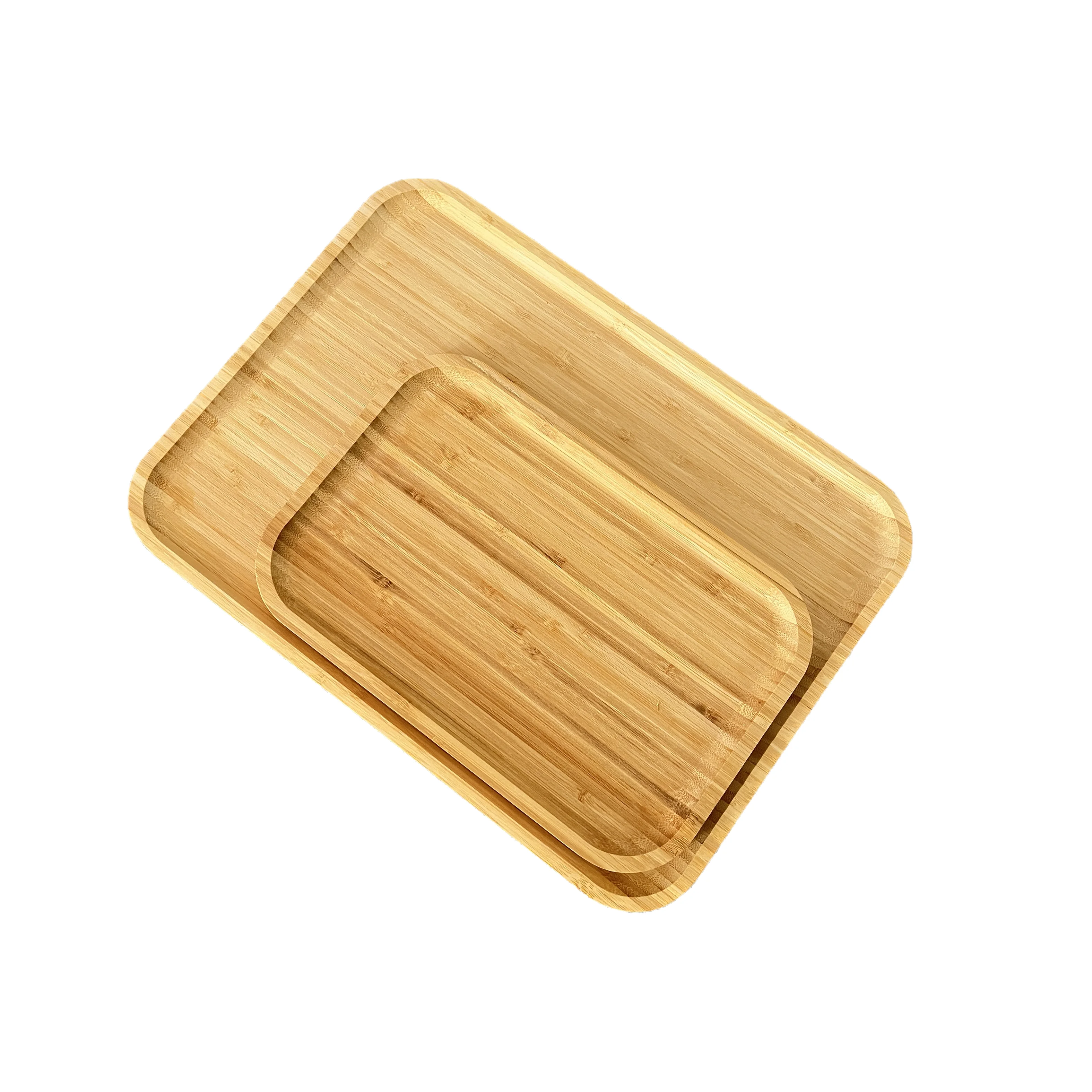 Bamboo Serving Platter Set of 2 Made from Eco Friendly Wood, Decorative