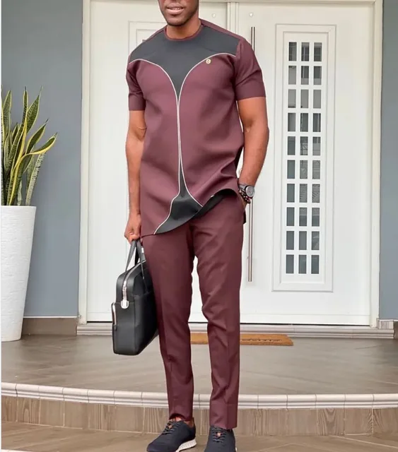Deji Patchwork Short Sleeves Round Neck Dashiki Outfit