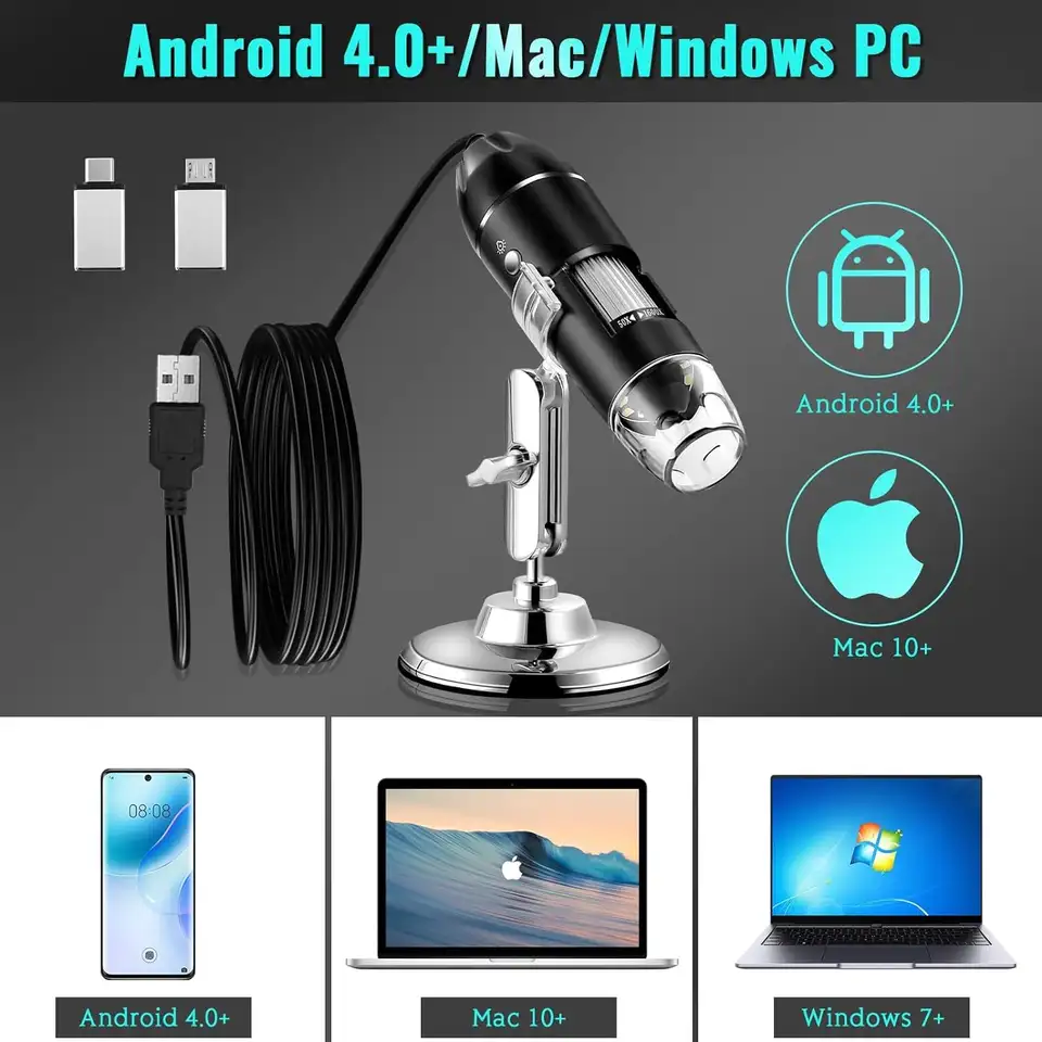 Hayve 1600X USB Microscope 1080P HD Soldering Microscope with 8LEDs Compatible with Android, Mac, Windows (X4) image 6