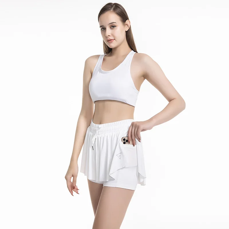 Women Shorts High Waist Skirts Breathable Sweat Shorts Summer Security Pants Gym Tennis Shorts Sportswear Pocket Skirt for Women - 5