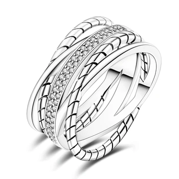 Anelli originali in argento sterling 925 Anelli larghi con corda multistrato scintillante per gioielli da donna e ragazza Regali di anniversario di compleanno