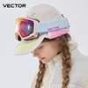 VECTOR Children Ski Goggles Frame Print Strap for Boy Girl Interchangeable Magnetic Lens UV400 Sunglasses Anti-fog Snow Glasses 6