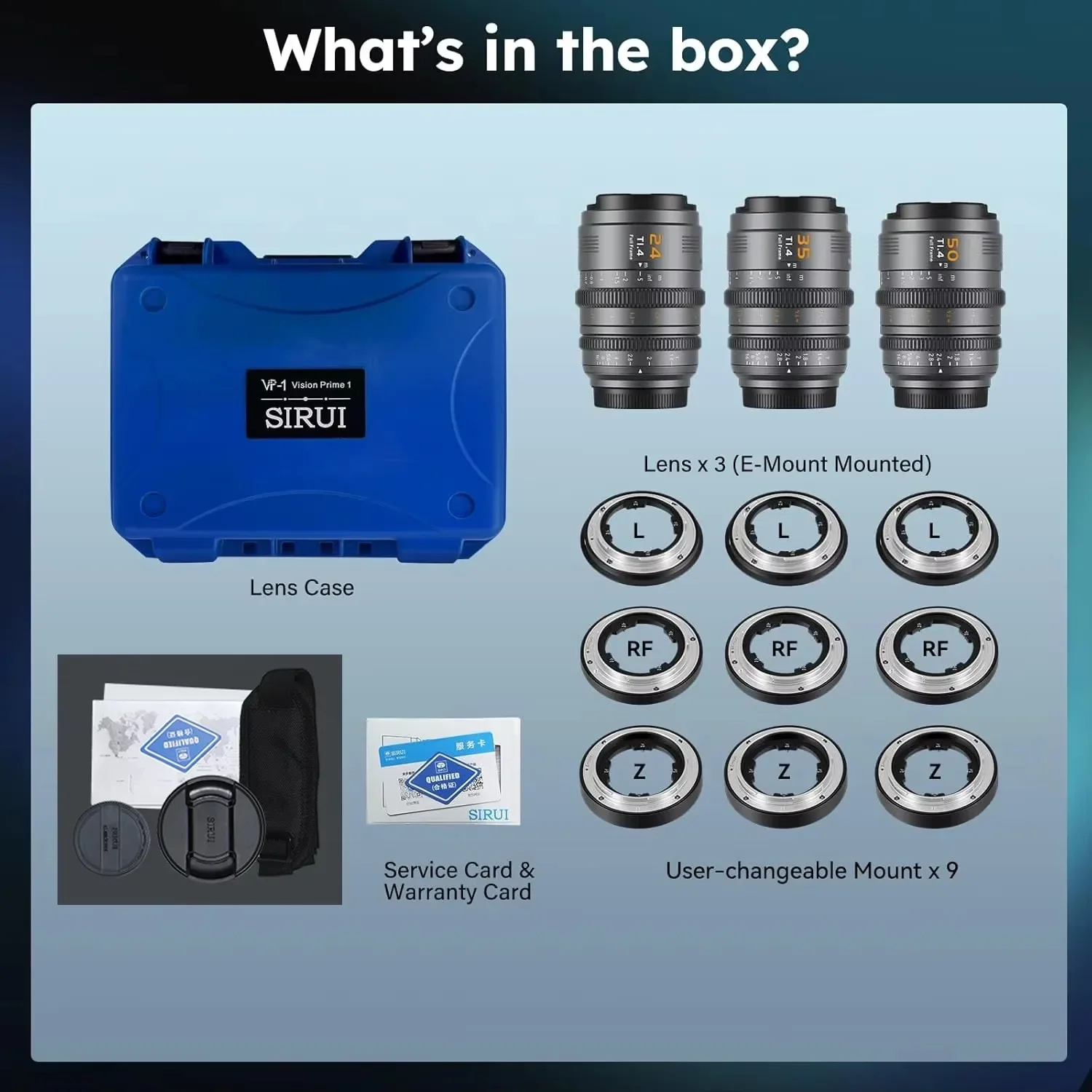 SIRUI VP-1 Vision Prime 1 T1.4 Full Frame Cine Lens 24mm, 35mm, 50mm MF  Cinema Lens with Pre-Installed E Mount FOR RF/Z/L - AliExpress