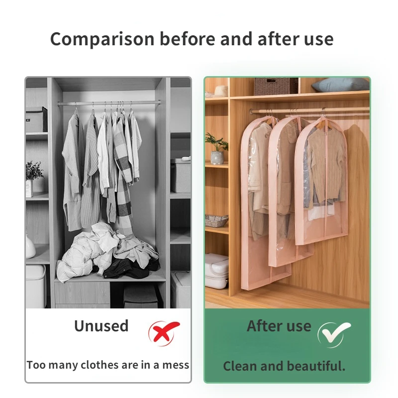 Three-dimension case for dresses wardrobe clothes cover suit cover with zipper garment bag with clear window fur coat protector 3