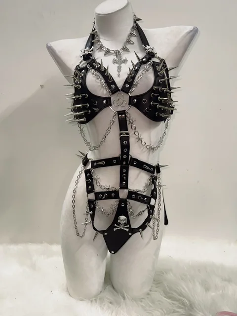 Spikey Metal Body Suit Harness 5