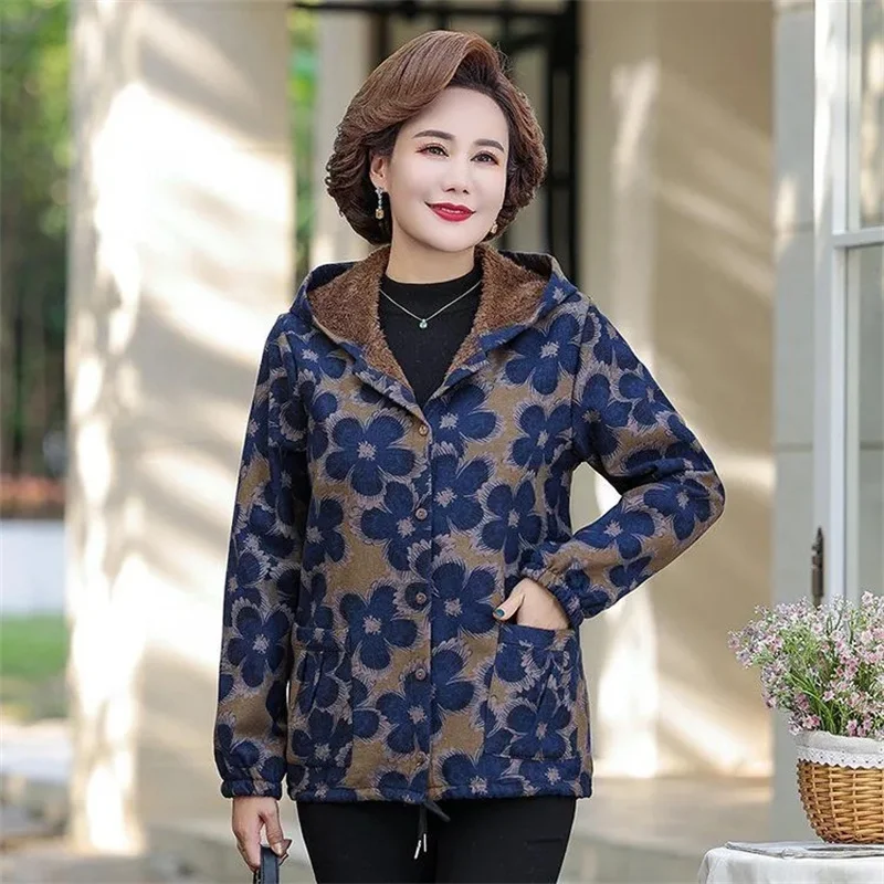 Middle Aged Mom 2023 Autumn and Winter Lamb Fleece Coat With Thickened Cotton Coat and Lamb Fleece Particle Fleece Shake Coat V3