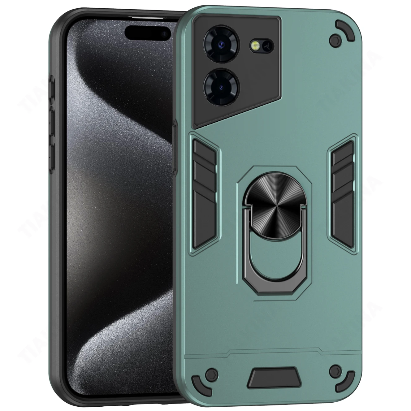 Enhanced Armor Cover with Magnetic Ring Stand - Full Protective Back Phone Case