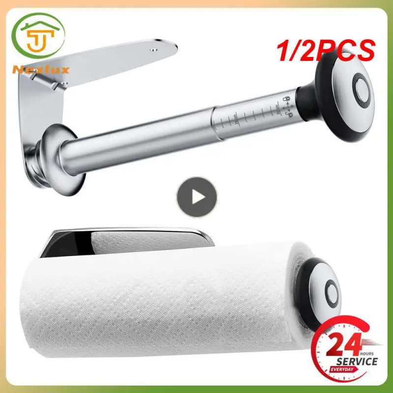 

1/2PCS Adhesive Toilet Roll Paper Holder Organizer Retractable Paper Towel Rack Wall Mount Storage Stand Towel Dispenser For