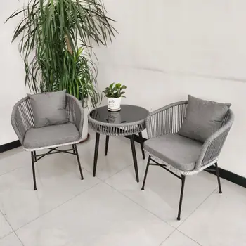 Sedia in rattan, combinazione tavolo e sedia da esterno, cortile balcone esterno giardino esterno terrazza hotel sedia in rattan per il tempo libero 1