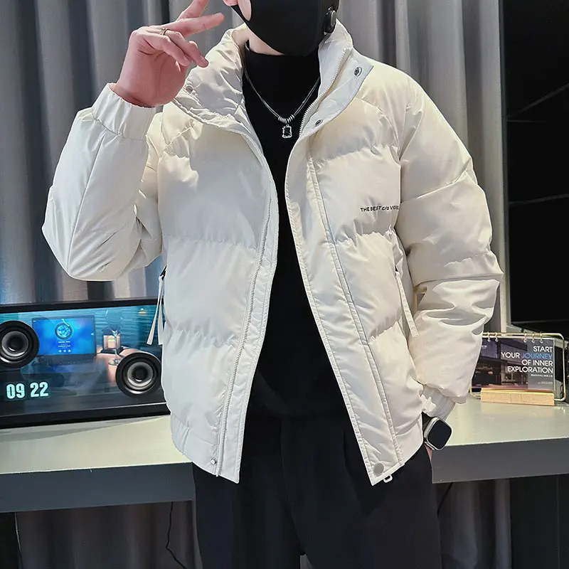 Winter Thick Warm Parka Jackets Men's Casual Business Coats Cotton Padded Jacket Stand Collar Social Streetwear Overcoat 2023