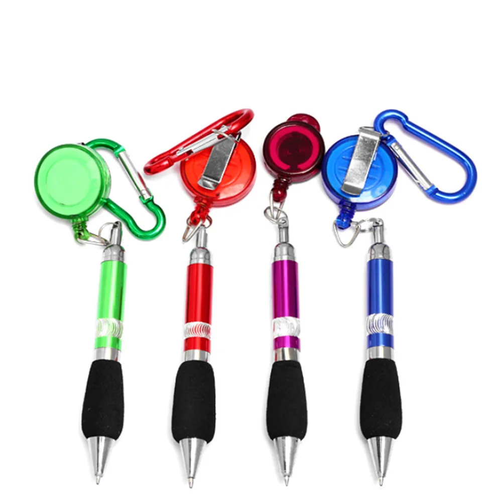 1pc Cute Retractable Badge Reel Ballpoint Pen Belt Clip Chain Carabiner Key Ring Lanyard School Supplies Office Accessories | Канцтовары